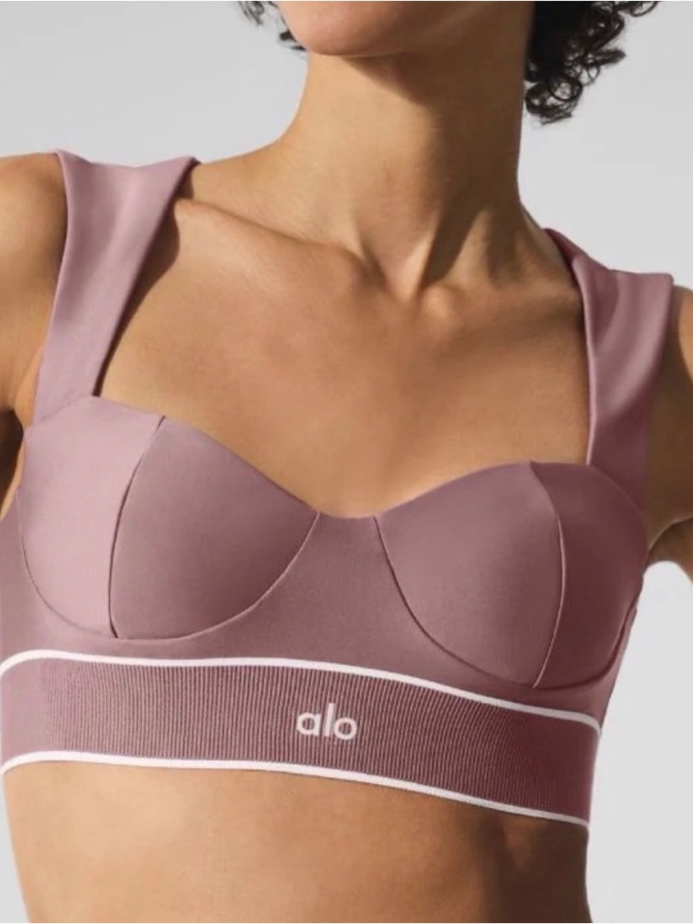 ALO Yoga Airlift Alignment bra Mauve-Pink Sports Bralette - Smoky Quartz - Picture 2 of 4